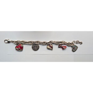 Brighton Enamel Heart Charm Bracelet Courage Love Hope Dreams Courage Red Heart